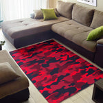 Red Pink And Black Camouflage Print Area Rug GearFrost