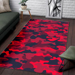 Red Pink And Black Camouflage Print Area Rug GearFrost