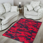 Red Pink And Black Camouflage Print Area Rug GearFrost