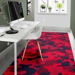 Red Pink And Black Camouflage Print Area Rug GearFrost