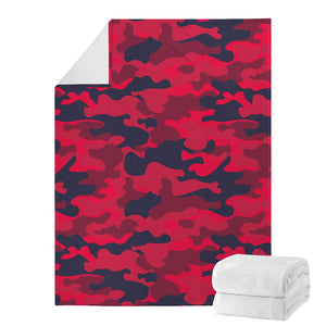 Red Pink And Black Camouflage Print Blanket