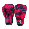 Red Pink And Black Camouflage Print Boxing Gloves