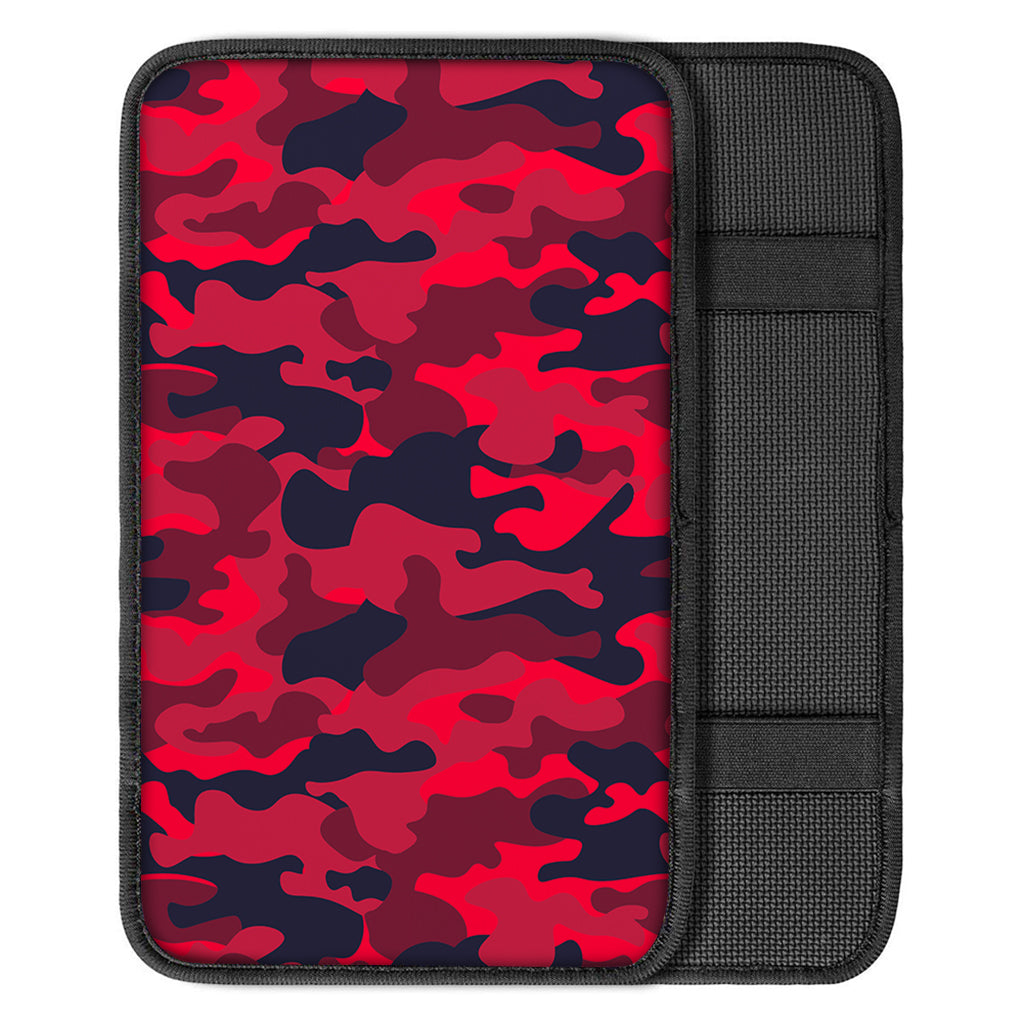 Red Pink And Black Camouflage Print Car Center Console Cover