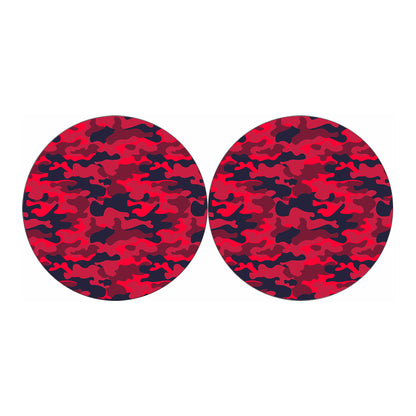 Red Pink And Black Camouflage Print Car Coasters