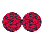 Red Pink And Black Camouflage Print Car Coasters