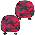 Red Pink And Black Camouflage Print Car Headrest Covers