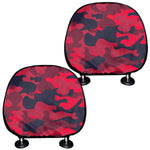 Red Pink And Black Camouflage Print Car Headrest Covers