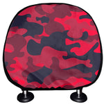 Red Pink And Black Camouflage Print Car Headrest Covers