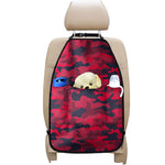 Red Pink And Black Camouflage Print Car Seat Organizers