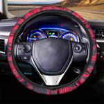 Red Pink And Black Camouflage Print Car Steering Wheel Cover