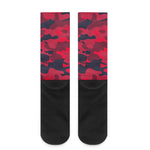 Red Pink And Black Camouflage Print Crew Socks