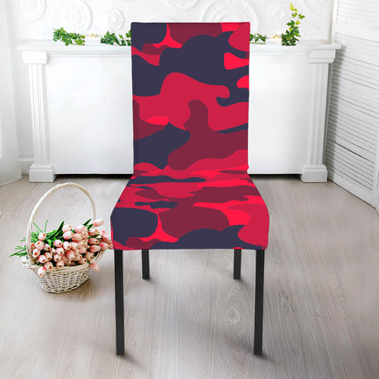 Red Pink And Black Camouflage Print Dining Chair Slipcover