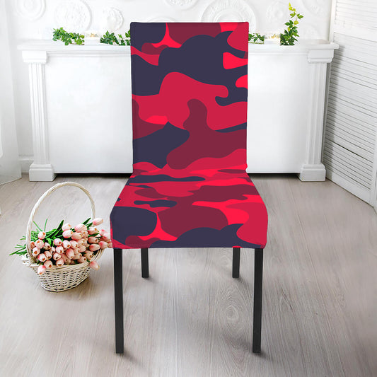Red Pink And Black Camouflage Print Dining Chair Slipcover