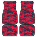 Red Pink And Black Camouflage Print Front and Back Car Floor Mats
