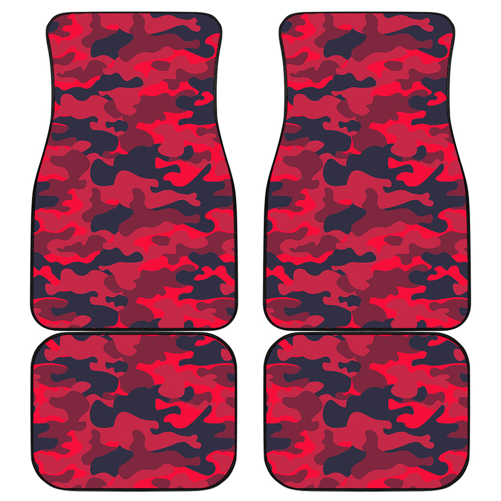 Red Pink And Black Camouflage Print Front and Back Car Floor Mats