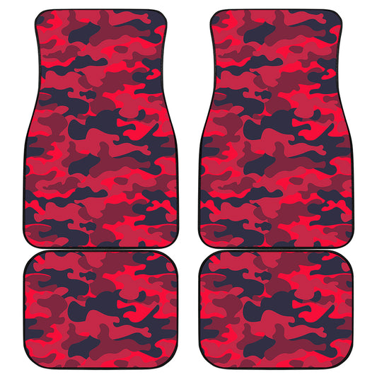 Red Pink And Black Camouflage Print Front and Back Car Floor Mats