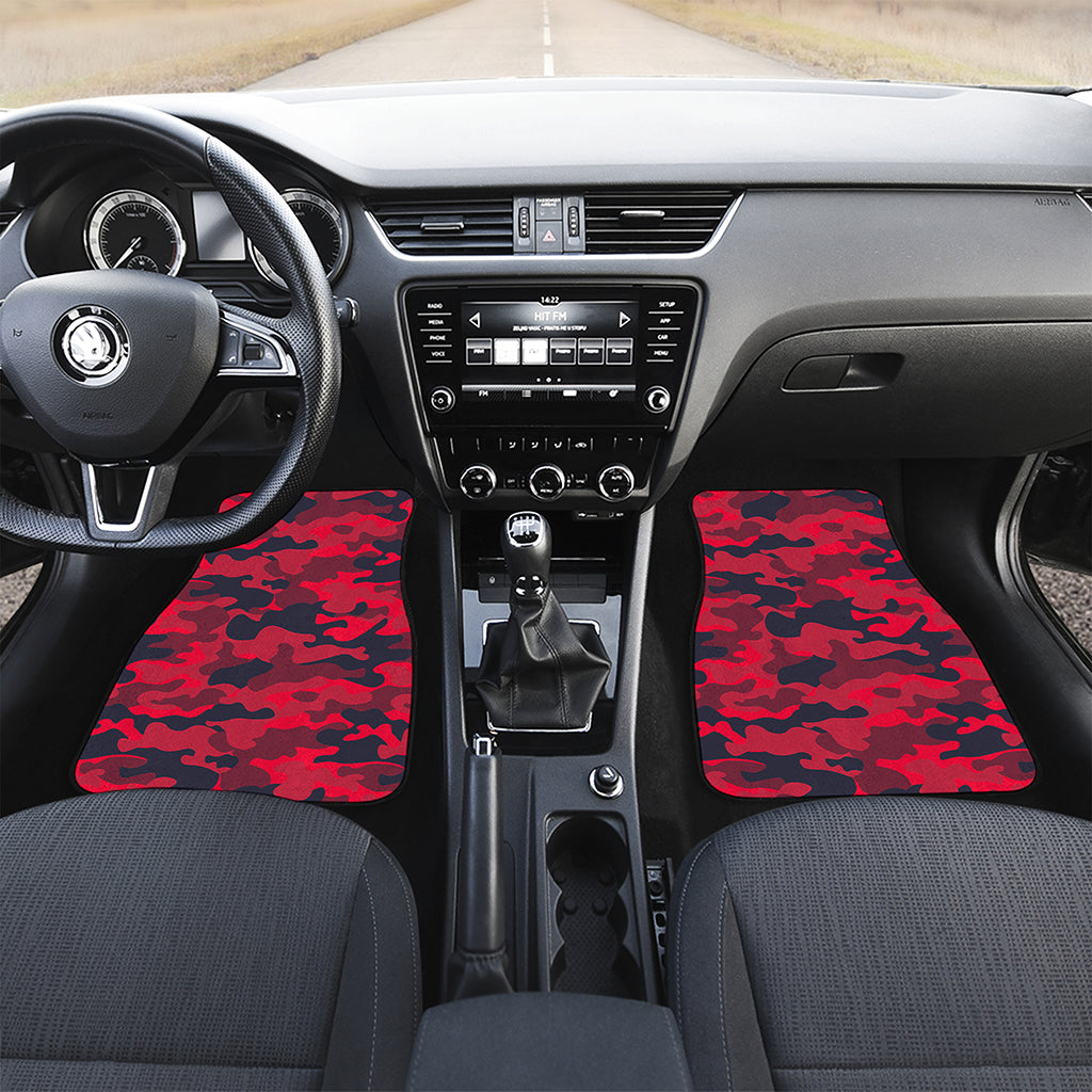 Red Pink And Black Camouflage Print Front and Back Car Floor Mats