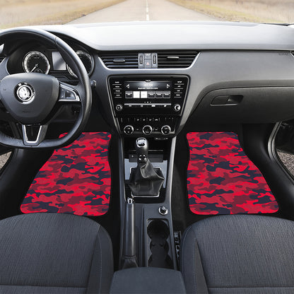 Red Pink And Black Camouflage Print Front and Back Car Floor Mats