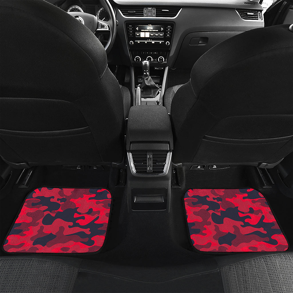 Red Pink And Black Camouflage Print Front and Back Car Floor Mats
