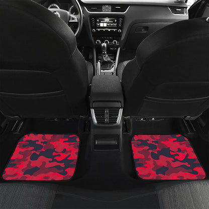 Red Pink And Black Camouflage Print Front and Back Car Floor Mats