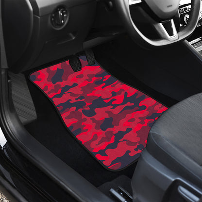 Red Pink And Black Camouflage Print Front and Back Car Floor Mats