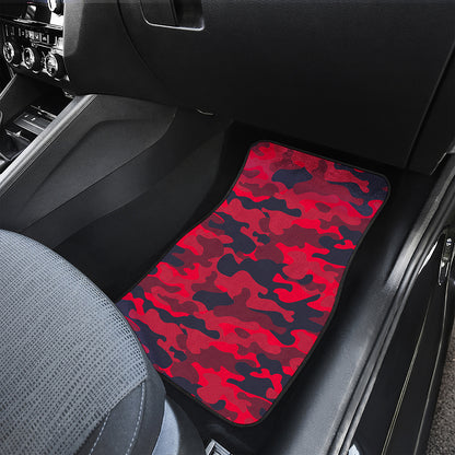 Red Pink And Black Camouflage Print Front and Back Car Floor Mats