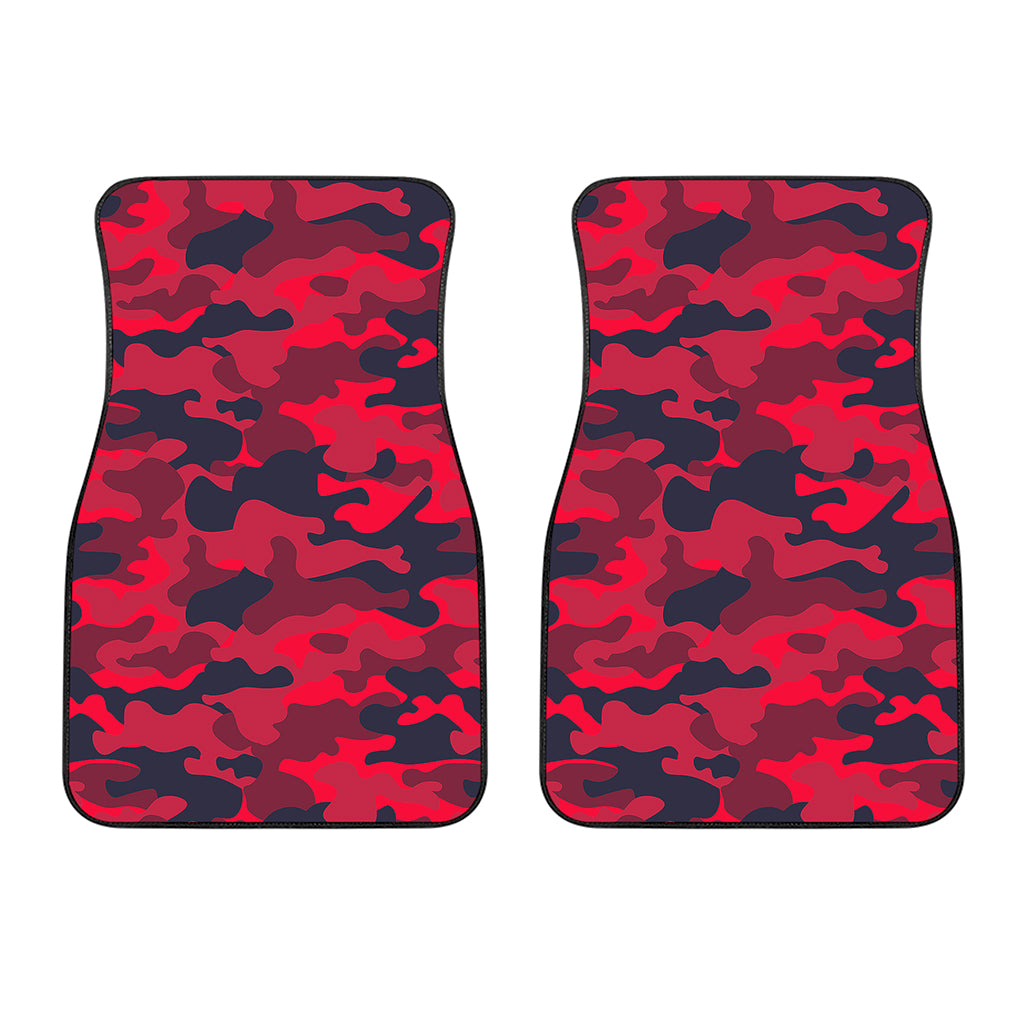 Red Pink And Black Camouflage Print Front Car Floor Mats