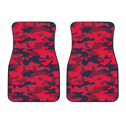 Red Pink And Black Camouflage Print Front Car Floor Mats