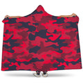 Red Pink And Black Camouflage Print Hooded Blanket