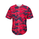 Red Pink And Black Camouflage Print Men's Baseball Jersey