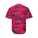 Red Pink And Black Camouflage Print Men's Baseball Jersey
