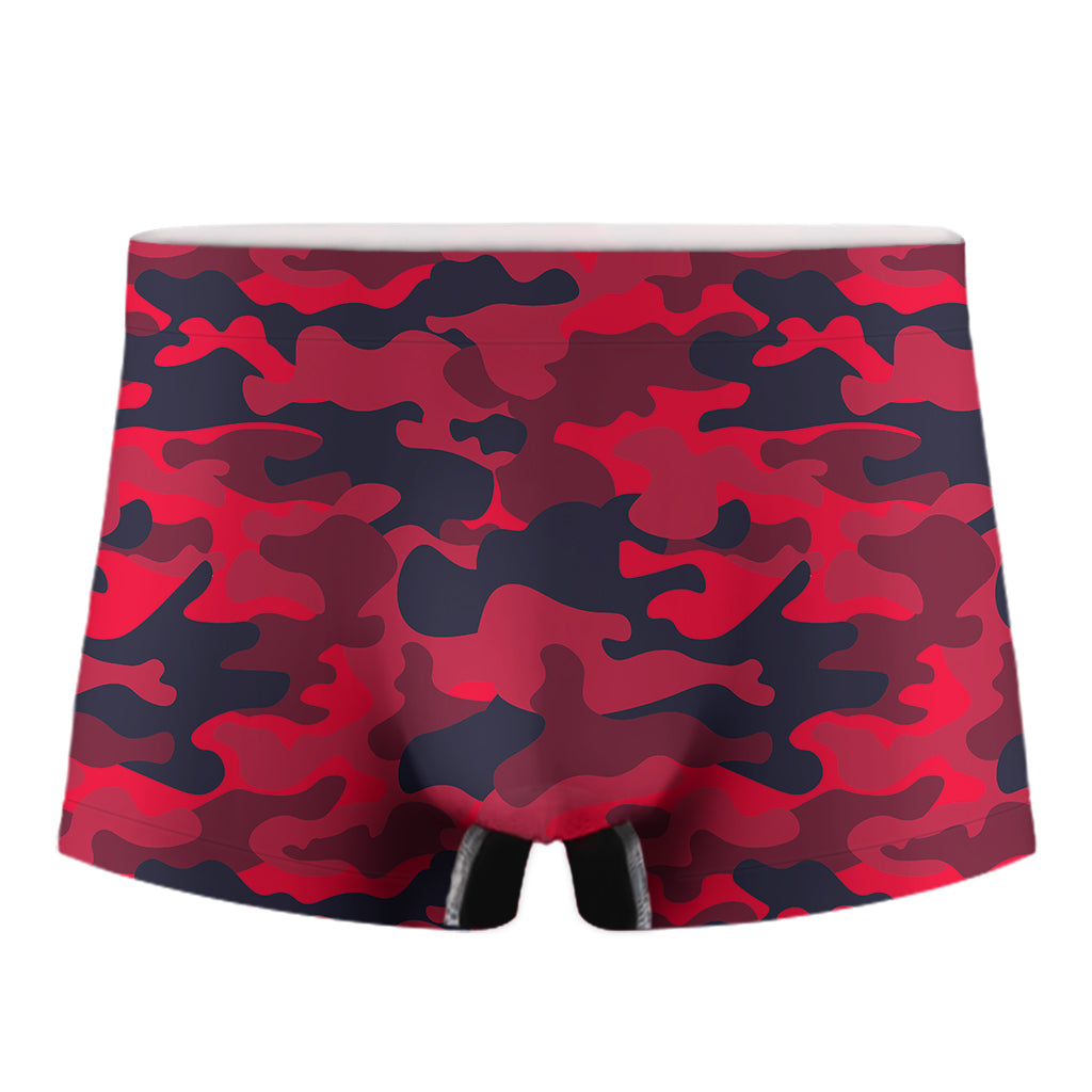 Red Pink And Black Camouflage Print Men's Boxer Briefs