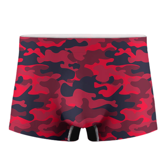 Red Pink And Black Camouflage Print Men's Boxer Briefs