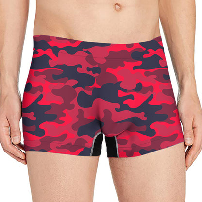 Red Pink And Black Camouflage Print Men's Boxer Briefs