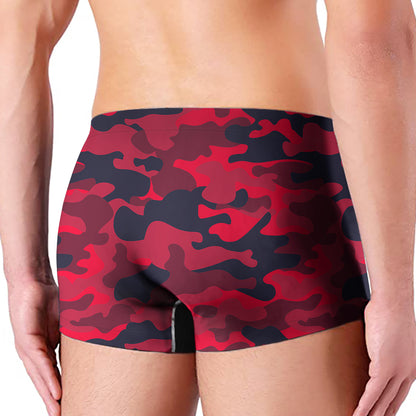 Red Pink And Black Camouflage Print Men's Boxer Briefs