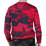 Red Pink And Black Camouflage Print Men's Crewneck Sweatshirt GearFrost