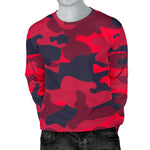 Red Pink And Black Camouflage Print Men's Crewneck Sweatshirt GearFrost