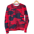 Red Pink And Black Camouflage Print Men's Crewneck Sweatshirt