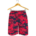 Red Pink And Black Camouflage Print Men's Shorts