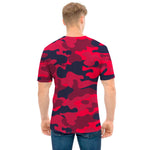 Red Pink And Black Camouflage Print Men's T-Shirt