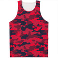 Red Pink And Black Camouflage Print Men's Tank Top