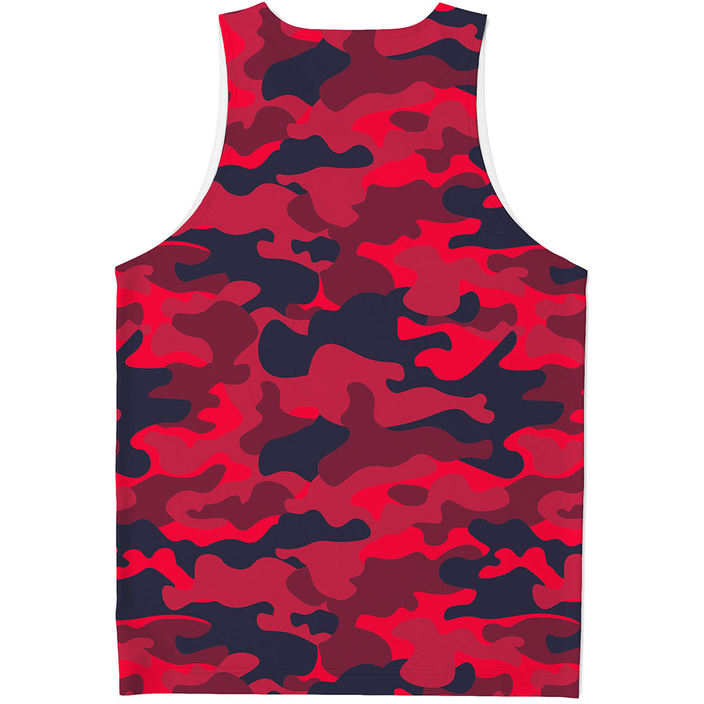Red Pink And Black Camouflage Print Men's Tank Top