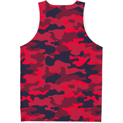 Red Pink And Black Camouflage Print Men's Tank Top