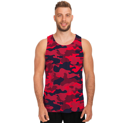 Red Pink And Black Camouflage Print Men's Tank Top