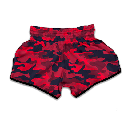 Red Pink And Black Camouflage Print Muay Thai Boxing Shorts