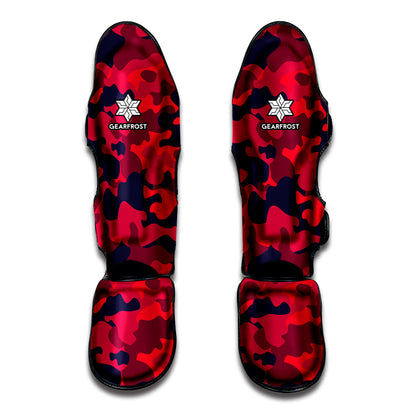 Red Pink And Black Camouflage Print Muay Thai Shin Guard