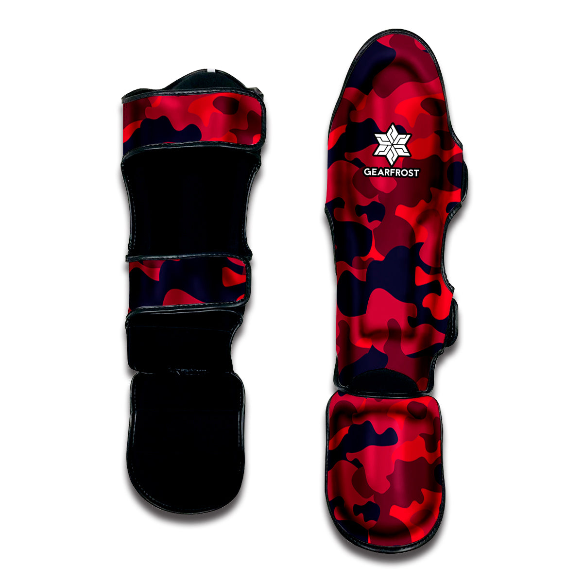 Red Pink And Black Camouflage Print Muay Thai Shin Guard