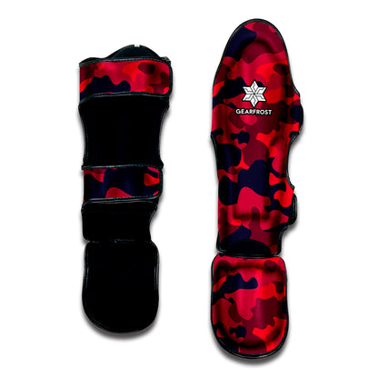 Red Pink And Black Camouflage Print Muay Thai Shin Guard