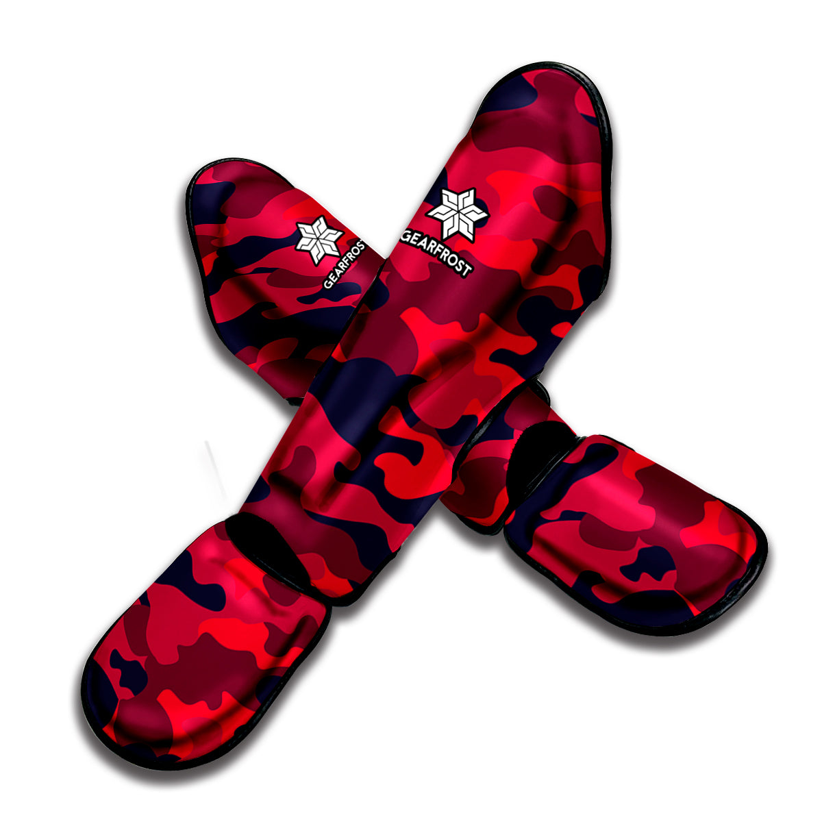 Red Pink And Black Camouflage Print Muay Thai Shin Guard