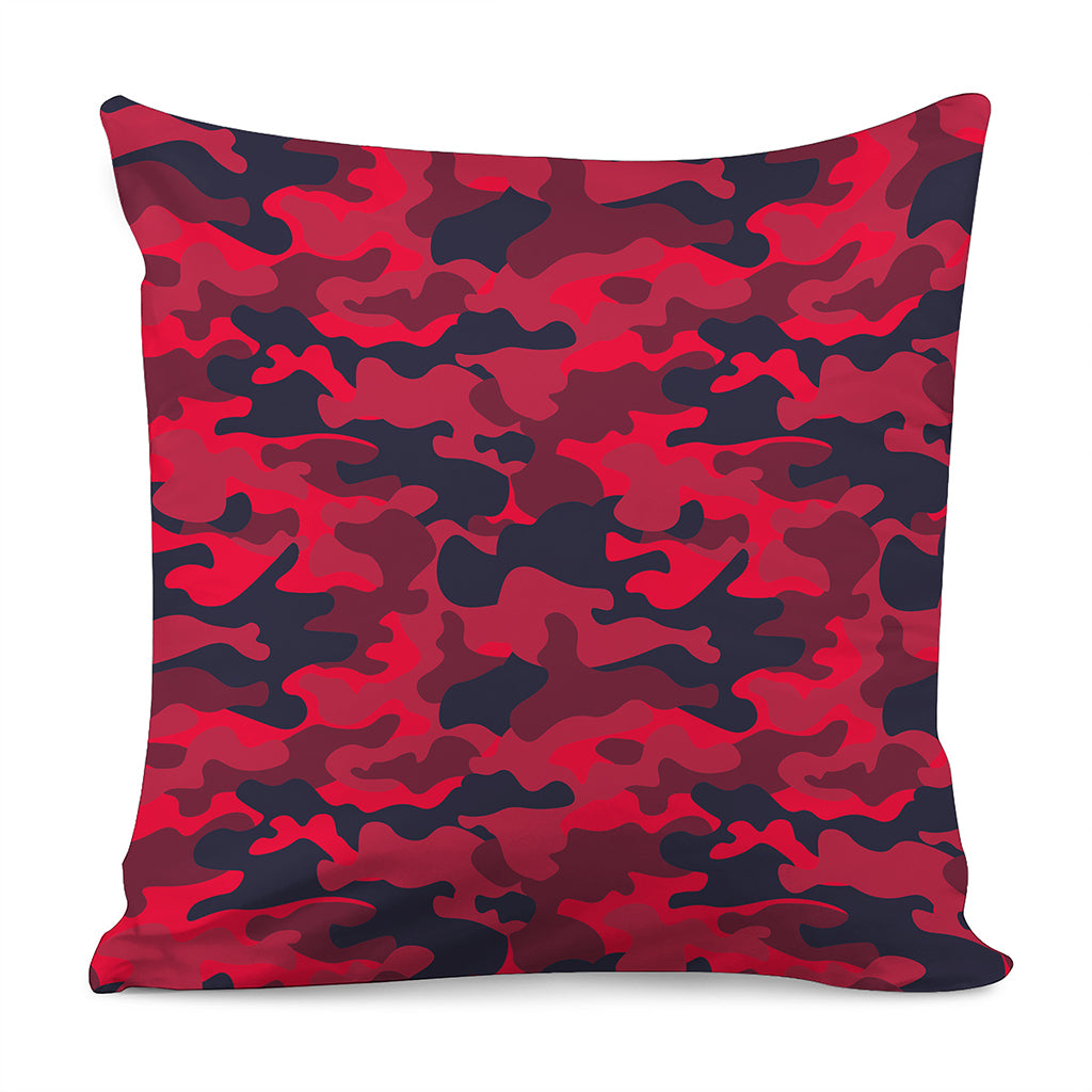 Red Pink And Black Camouflage Print Pillow Cover